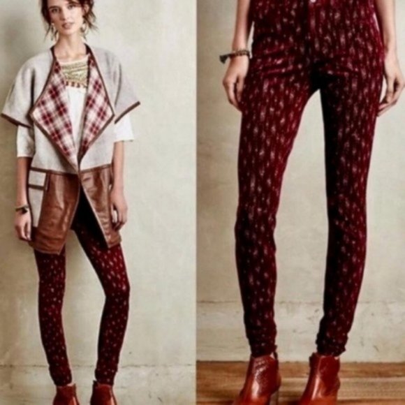 Anthro Pilcro Serif Print Skinny Lightweight Corduroy Pants - Picture 9 of 9